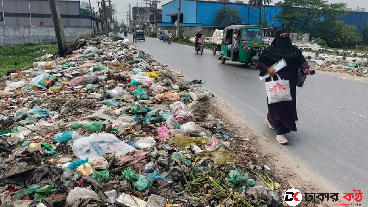 কেরানীগঞ্জের সড়কে বর্জ্যের পাহাড়, জনস্বাস্থ্যে বড় ঝুঁকি