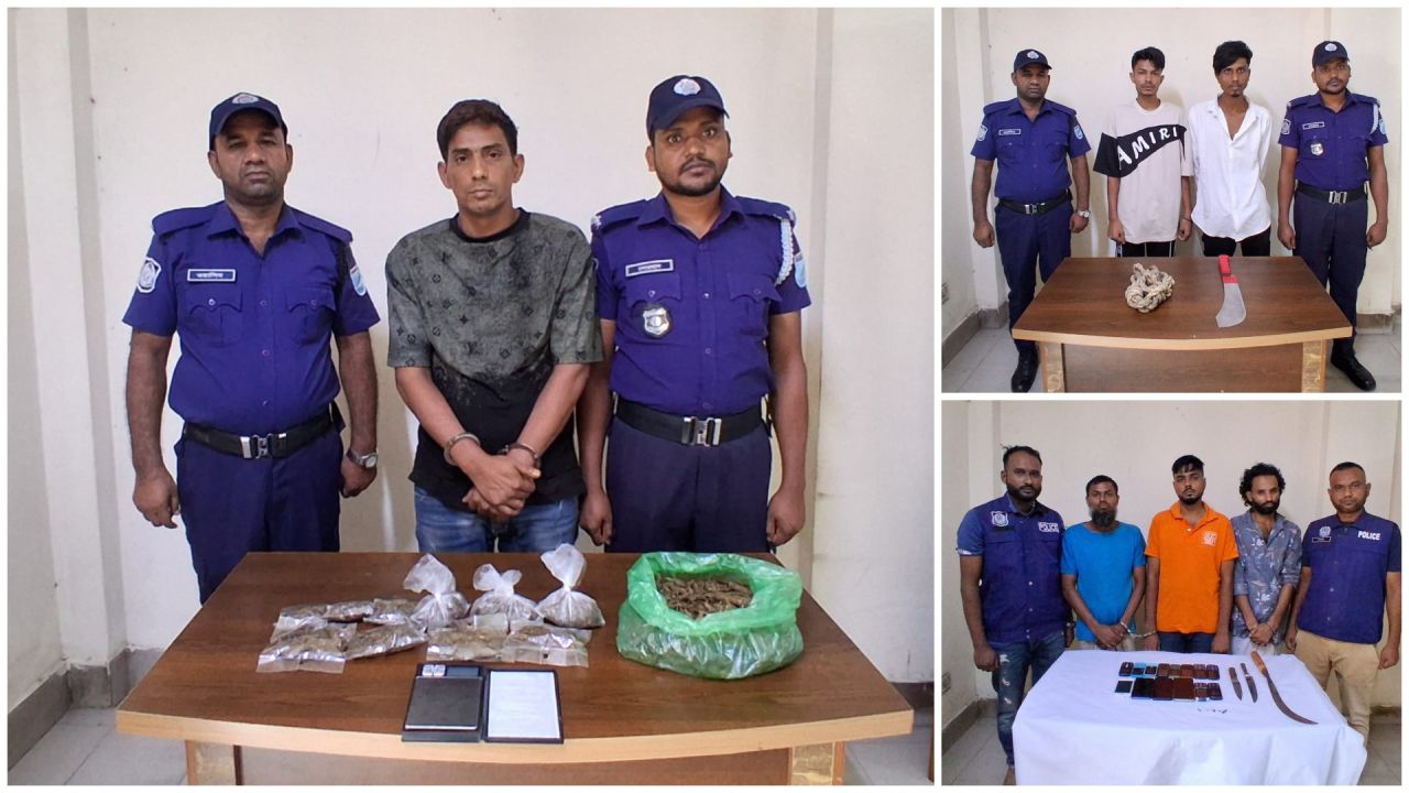 কেরানীগঞ্জে পৃথক অভিযানে ডাকাত, ছিনতাইকারী ও মাদক ব্যবসায়ীসহ গ্রেপ্তার ৬