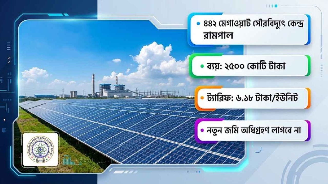 রামপালে ৪৪২ মেগাওয়াট সৌরবিদ্যুৎ কেন্দ্র, অনুমোদনের অপেক্ষায় প্রকল্প