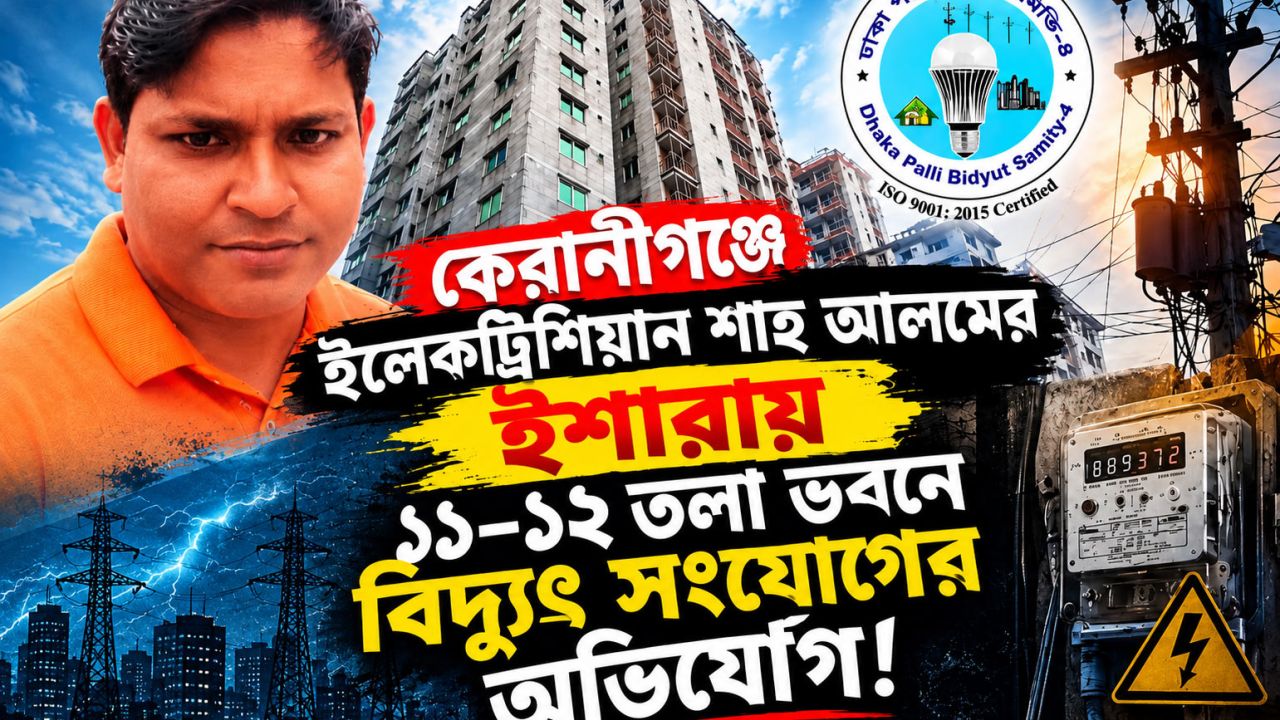 কেরানীগঞ্জে ইলেকট্রিশিয়ান শাহ আলমের ইশারায় ১১–১২ তলা ভবনে বিদ্যুৎ সংযোগের অভিযোগ!
