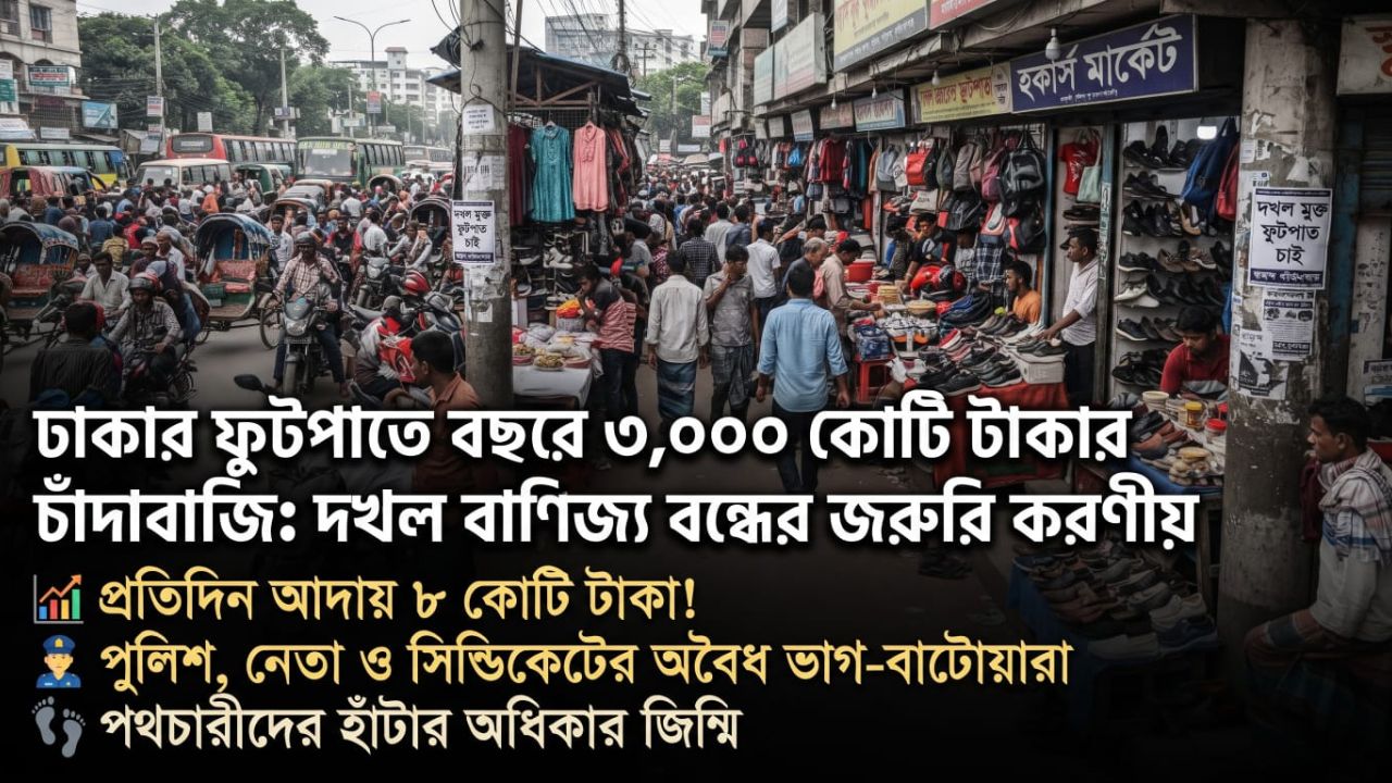 ফুটপাত দখলের মহোৎসব: ৩ হাজার কোটি টাকার অবৈধ বাণিজ্যের ভাগ পায় কারা?